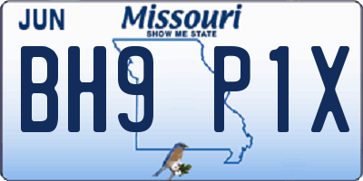 MO license plate BH9P1X