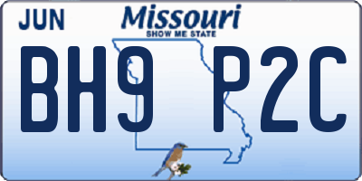 MO license plate BH9P2C