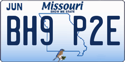 MO license plate BH9P2E