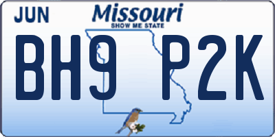 MO license plate BH9P2K