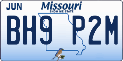 MO license plate BH9P2M