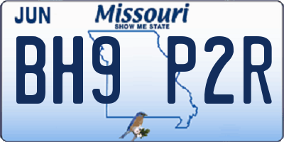 MO license plate BH9P2R