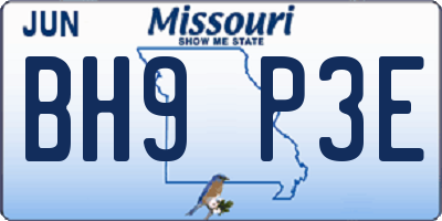 MO license plate BH9P3E