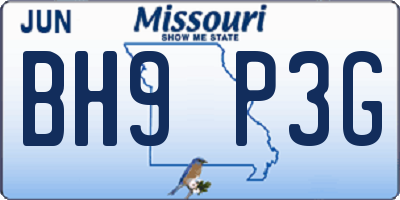 MO license plate BH9P3G
