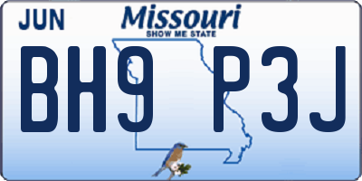 MO license plate BH9P3J