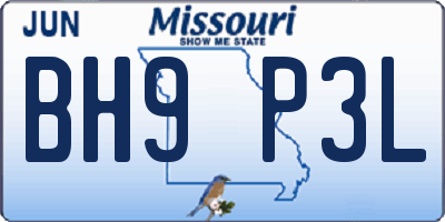 MO license plate BH9P3L