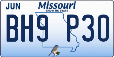 MO license plate BH9P3O