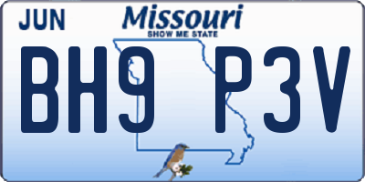 MO license plate BH9P3V