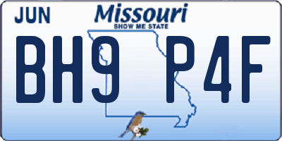 MO license plate BH9P4F