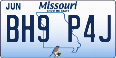 MO license plate BH9P4J