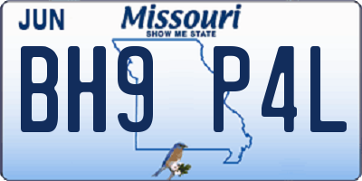 MO license plate BH9P4L