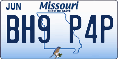 MO license plate BH9P4P