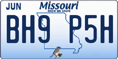 MO license plate BH9P5H