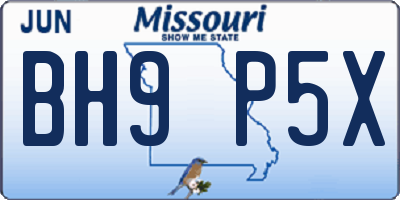 MO license plate BH9P5X