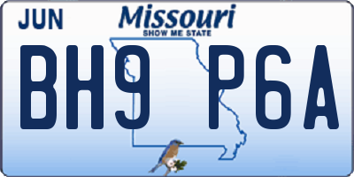 MO license plate BH9P6A