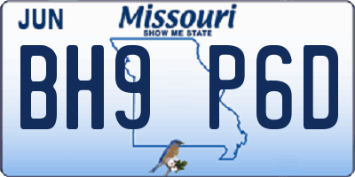 MO license plate BH9P6D