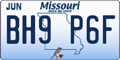 MO license plate BH9P6F