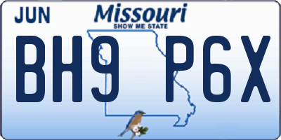 MO license plate BH9P6X