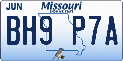 MO license plate BH9P7A