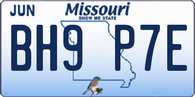MO license plate BH9P7E