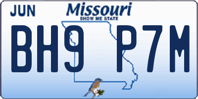MO license plate BH9P7M