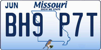 MO license plate BH9P7T