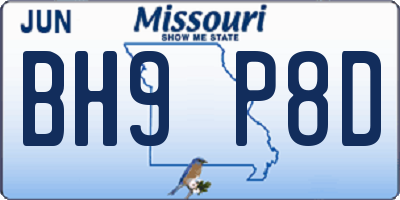 MO license plate BH9P8D