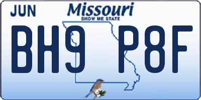 MO license plate BH9P8F