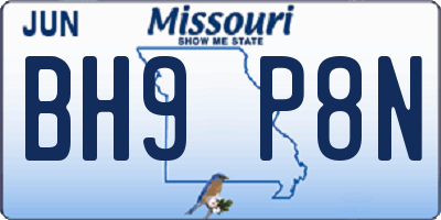 MO license plate BH9P8N
