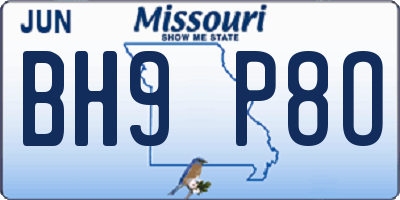 MO license plate BH9P8O