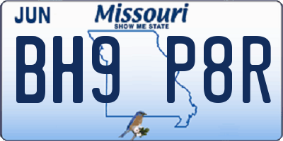 MO license plate BH9P8R
