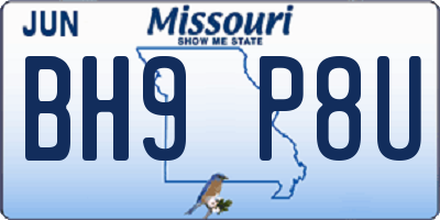 MO license plate BH9P8U