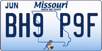 MO license plate BH9P9F