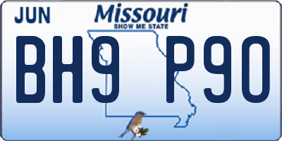 MO license plate BH9P9O