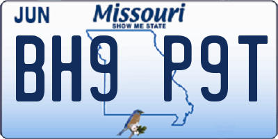 MO license plate BH9P9T