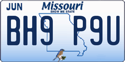 MO license plate BH9P9U