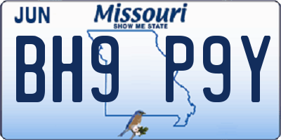 MO license plate BH9P9Y