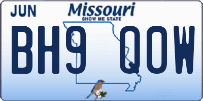 MO license plate BH9Q0W
