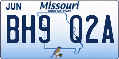MO license plate BH9Q2A