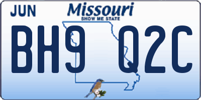 MO license plate BH9Q2C