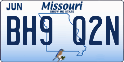 MO license plate BH9Q2N
