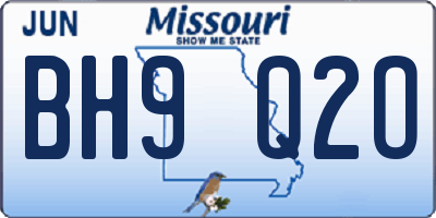 MO license plate BH9Q2O