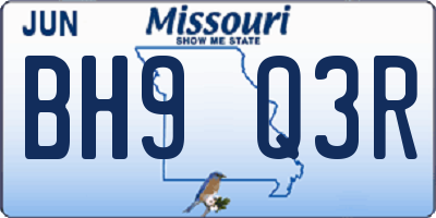 MO license plate BH9Q3R
