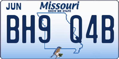 MO license plate BH9Q4B
