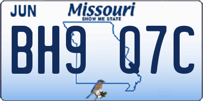 MO license plate BH9Q7C