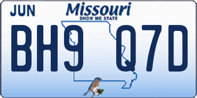 MO license plate BH9Q7D
