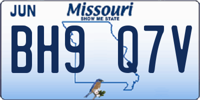 MO license plate BH9Q7V