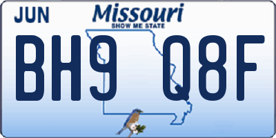 MO license plate BH9Q8F
