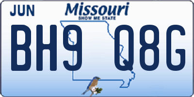 MO license plate BH9Q8G
