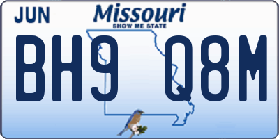 MO license plate BH9Q8M